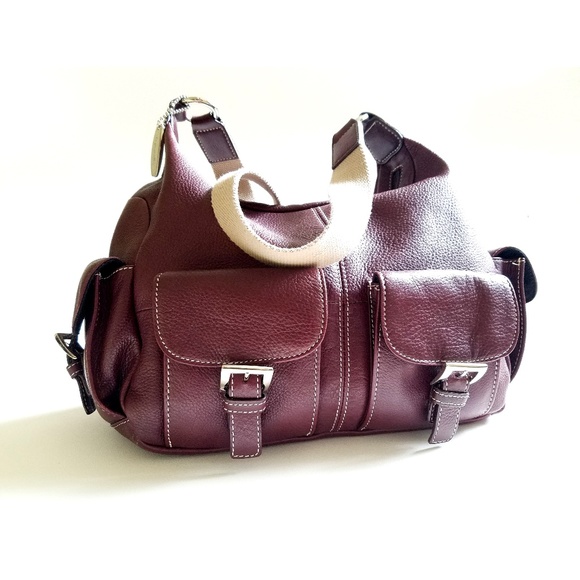Tignanello Handbags - Tignanello Burgundy Two-Pocket Shoulder Bag